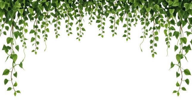 Hanging green vine leaf frame natural minimalist botanical border calm scenery