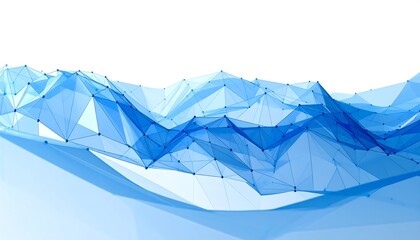 Fototapeta premium Abstract, futuristic, light-blue geometric design with connecting dots and lines, suggesting data flow or network on a white background