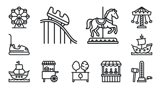 Amusement park and carnival ride graphics.