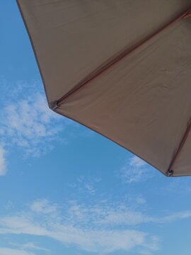 beach umbrella and blue sky