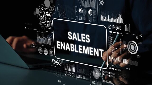 Modern Digital Sales Enablement Concept with Data Visualization and Analytics Tools for Business Growth and Strategy Enhancement. Asymptotic smart data analytic.