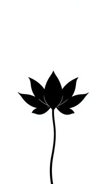 A delicate black lotus flower silhouette on a white background, balance, ||black lotus