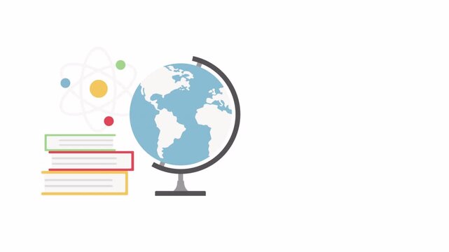 Educational concept with a globe and a stack of books.