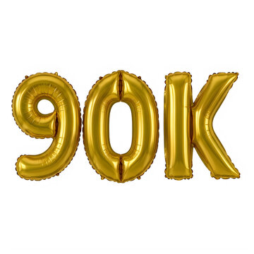 Golden 90k number text design on dark background