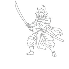 Fototapeta premium Samurai warrior with sword in fighting stance
