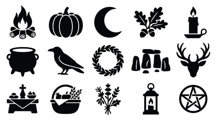 Collection of Pagan and Wiccan Symbols and Icons for Rituals and Celebrations. © yuanita