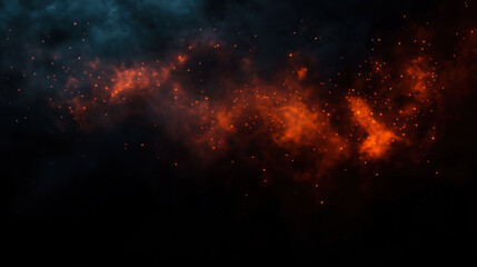 Fototapeta premium Perftect fire particles embers on background . Smoke fog misty texture