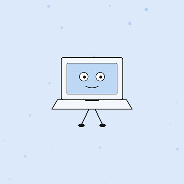 Cute Laptop Character Icon