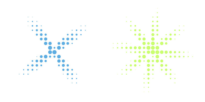 Geometric dot pattern abstract shapes with vibrant colors isolated on transparent background