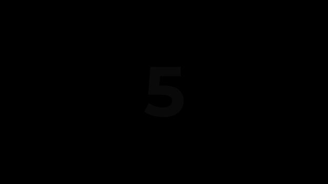 10 to 0 Bounce Countdown Timer Animation on Black Background.