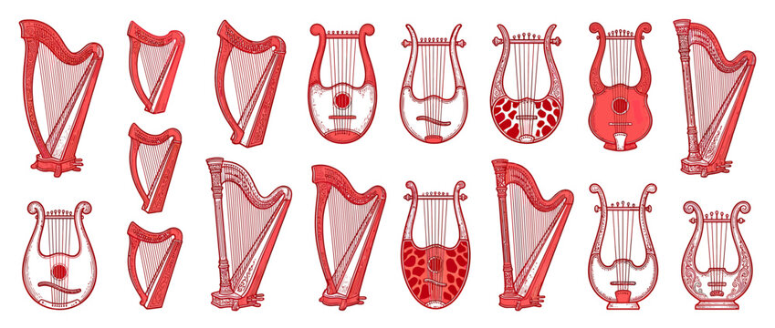 Collection of Ancient Lyres and Harps