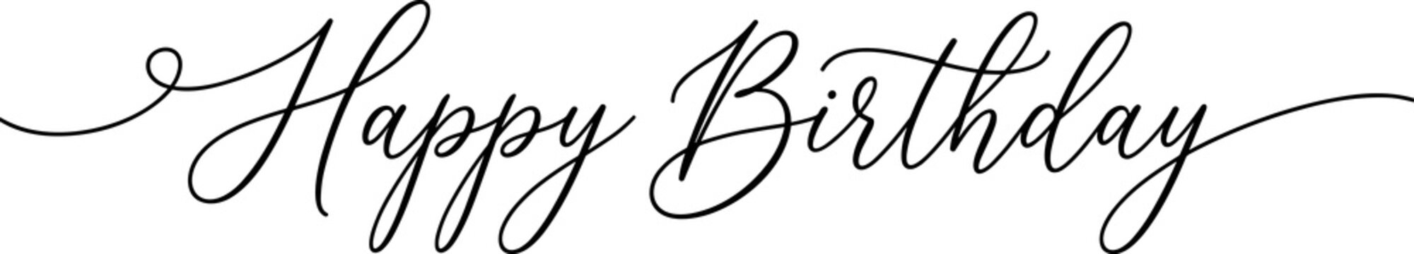 Happy Birthday calligraphy, decorative greeting on white