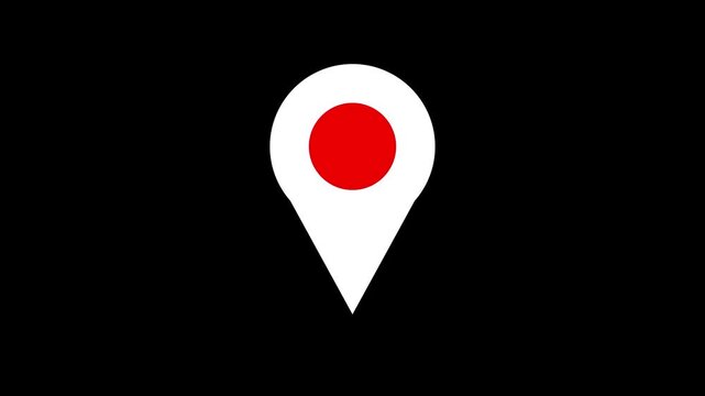 Animated map location pin on black background, for navigation and, travel ui