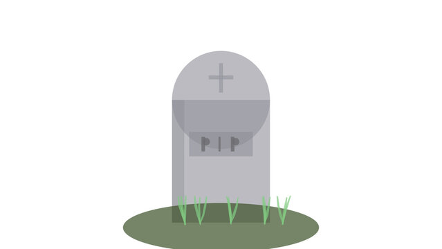 Halloween gravestone with cross and RIP engraving, isolated on transparent background