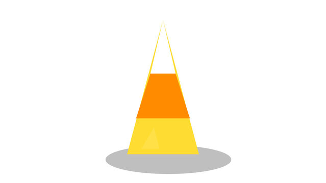 Halloween themed orange and yellow traffic cone with reflective stripes, isolated on transparent background