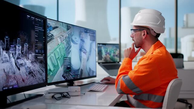 Nuclear Power Plant Operator Monitors Real-time Data