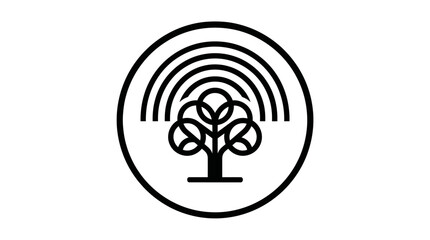 Obraz premium Eco friendly tree icon with concentric arches in a circle