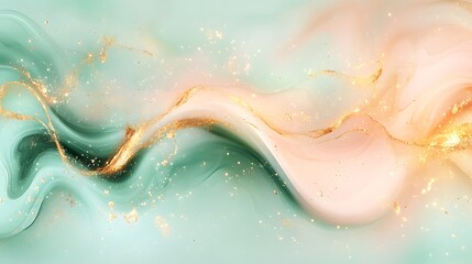 Obraz premium Abstract flowing waves with gold accents and sparkles