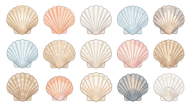 Watercolor scallop seashells seamless texture showing beach shell pattern coastal decor marine summer motif for stationery fabric print packaging for poster web banner article presentation