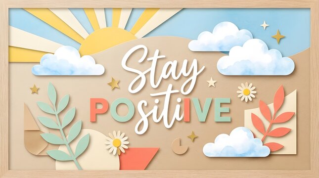Colorful motivational typography poster with positive message. Bright design with uplifting words and cheerful visuals.
