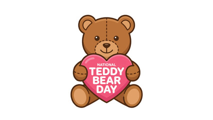 Naklejka premium Teddy Bear Holding a Pink Heart for National Teddy Bear Day Vector