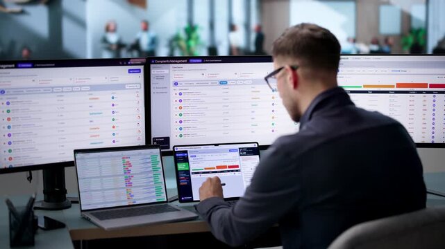 Customer Service Manager Analyzing Complaint Trends On Laptop