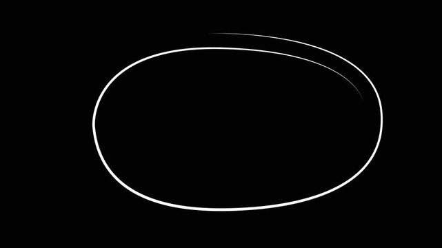Hand-drawn white circle animation on black background, minimalist scribble overlay for creative projects