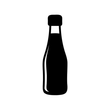 Black silhouette wine bottle icon - Minimalist black silhouette of a classic wine bottle with a foil-topped neck, ideal for vector illustrations or simple branding.