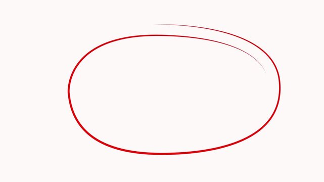 Hand-drawn red ellipse circle animation on white background, for emphasis and, annotation doodle