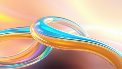 Naklejka premium Abstract fluid shapes, vibrant colors blend. Smooth curves create dynamic composition, light reflects beautifully. Modern design element.