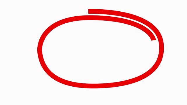 Red hand-drawn circle animation loop, minimalist scribble highlight overlay for presentations and marketing
