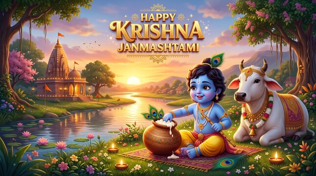 janmastami background with sree krishna
