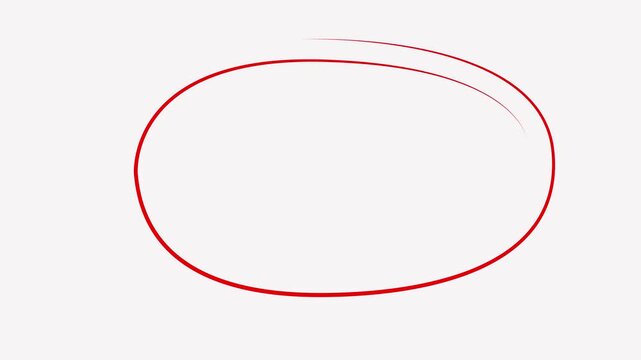Hand-drawn red circle animation loop, minimalist scribble highlight overlay for editing