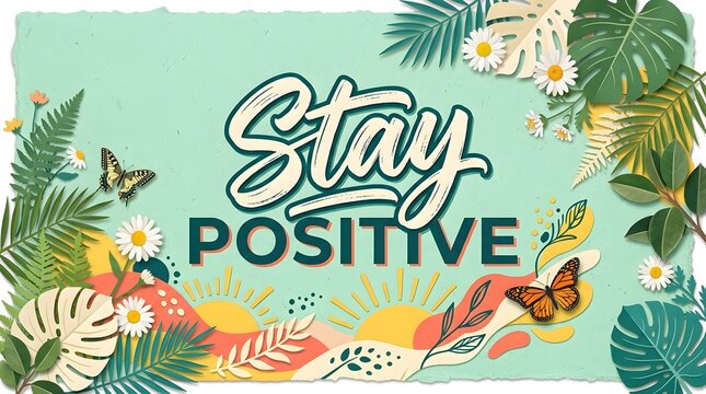 Colorful tropical floral design with motivational quote. Bright, cheerful, and inspiring artwork for positive mindset.
