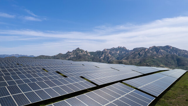 Solar Panel Farm Installed on Mountainous Outdoor Terrain