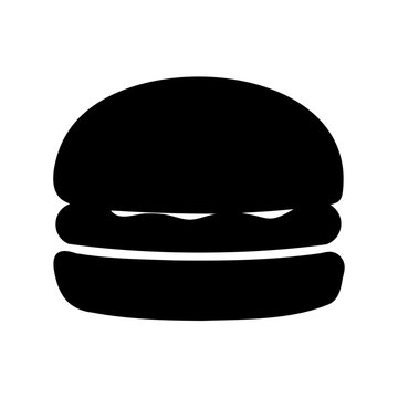 Simple black hamburger icon design - Minimalist black hamburger icon featuring two buns and a patty, perfect for menus or apps