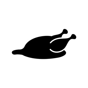 Black roasted turkey icon silhouette - Simple black silhouette of a roasted turkey presented as a clean, minimalist icon design.