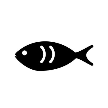 Simple black fish icon with stripes - Clean and minimal black fish icon featuring subtle stripes, ideal for web, app, or presentation use.