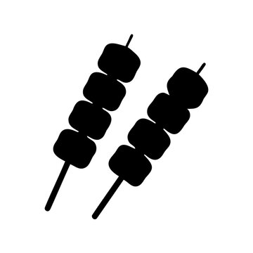 Black dumbbells with round weights - Minimalist vector icon of two black dumbbells featuring round weight plates, ideal for fitness and exercise themes.