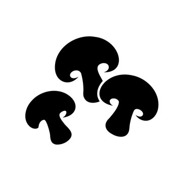 Three black mushrooms icon design - Minimalist vector illustration of three stylized black mushrooms arranged in a triangular formation for icons or logos.
