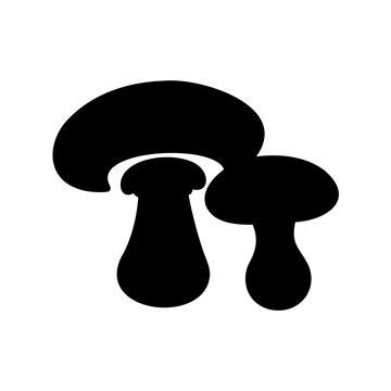 Simple black mushrooms icon illustration - Minimalist black mushrooms icon with clean lines, perfect for nature, food, or fantasy themes.