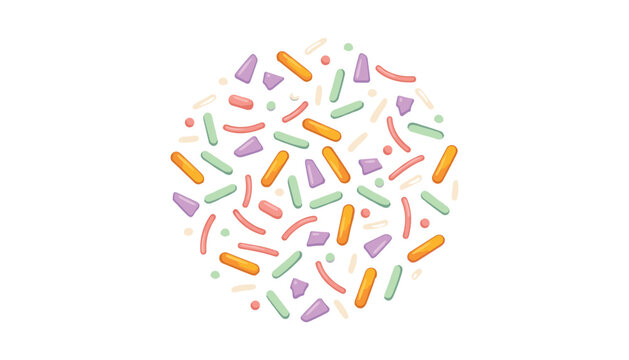 Colorful sweet candy sprinkles circle composition with pastel jimmies strands and sugar confetti toppings for bakery decoration vector illustration