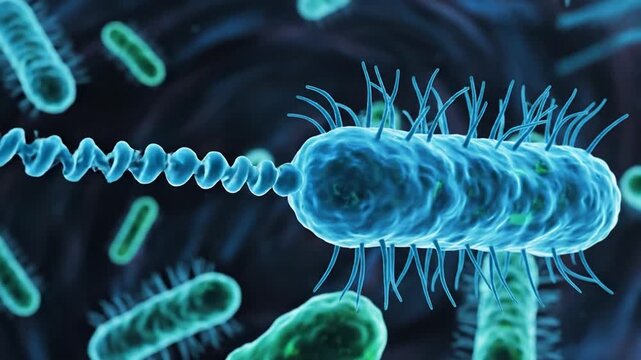 Detailed Close-Up 3D Render of Bacteria Microbe Structure in Scientific Illustration