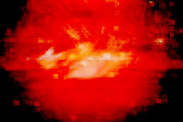 Fototapeta premium Abstract Red Orange Digital Glitch Background with Textured Pixel Blocks