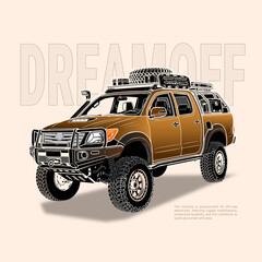 Off Road Travel vehicle cab carrier 4x4 machine brown L200 modified jeep © Supun