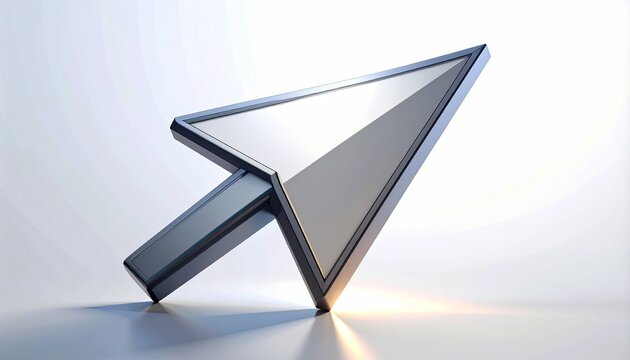 Futuristic Paper Plane Pointer in Metallic Frame on Light Surface