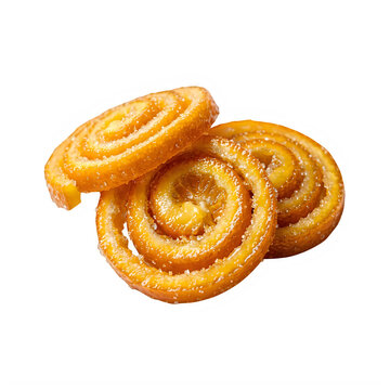 Three delicious sweet orange swirl cookies with sugar coating