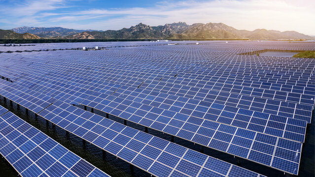 Large Scale Solar Power Farm Under Clear Sky