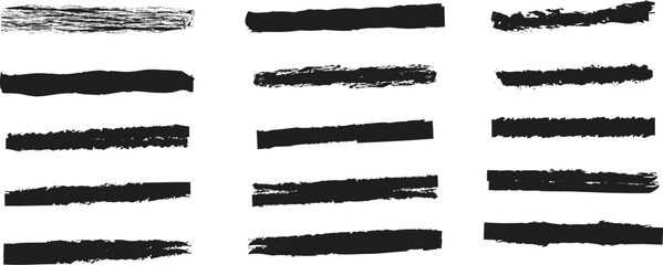 Brush strokes, black ink lines, vector abstract set.paint, ink brush strokes. brush collection isolated . vector set handdrawn style heavy black solid paint swatches grunge texture highlight banner.st © Sifata J