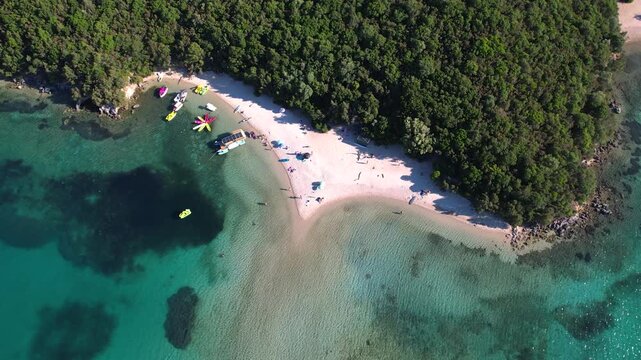 Bella Vraka Beach in Sivota Greece, Turquoise Waters and Summer Paradise, Aerial Bird Eye View